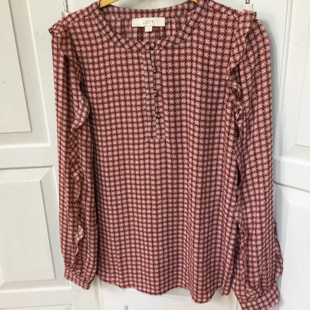 LOFT Long Sleeve Tunic With Ruffle - Picture 8 of 13